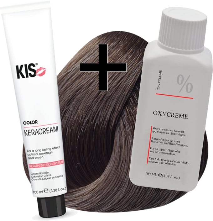 KIS haarverfset - 6A Donker asblond  - haarverf & waterstofperoxide