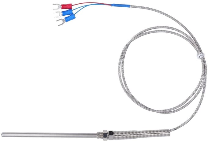 Thermokoppelsonde PT100 - Temperatuursensor - Temperatuurmeting - Breed bereik - 1 meter - Zilver