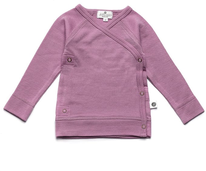 Baby wollen overslagtrui – Merinowol - Lavender Mist 74