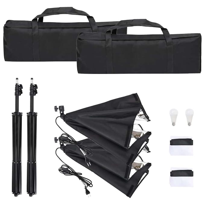 vidaXL - Fotostudioset - met - verlichtingsset - en - achtergrond