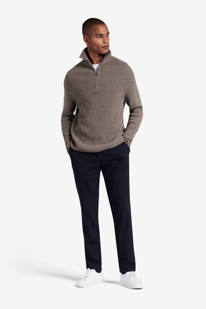 No Label Montreal Washable Flannel Wool-stretch Navy Maat: 56 | Tailored Broeken Outlet | Heren | Blauw
