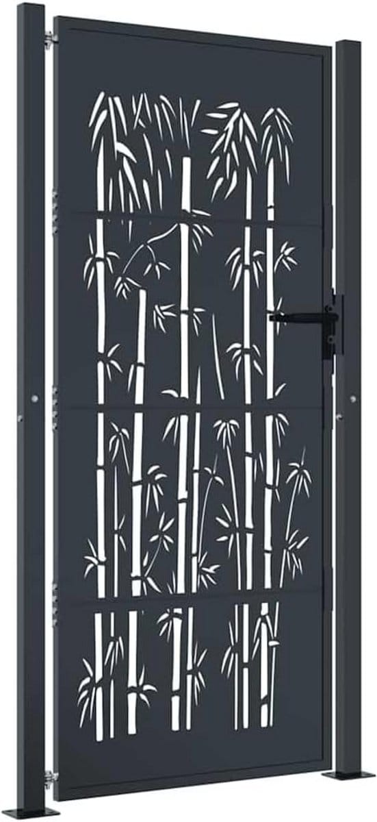 Tuinpoort met Bamboe-effect 100x200 cm Staal Antraciet