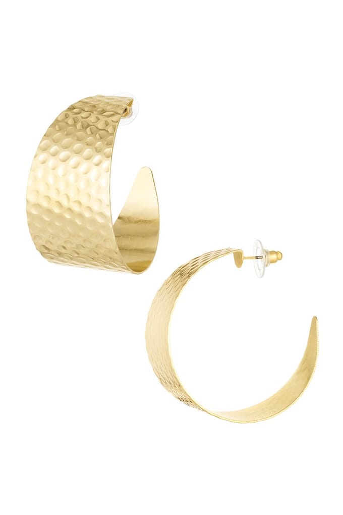 Oorbellen rondjes print - goud