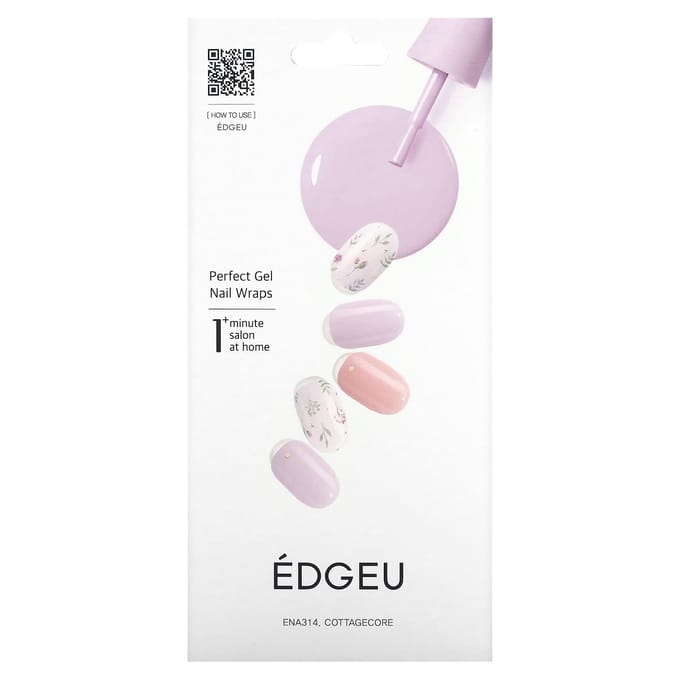 Edgeu, Perfect Gel Nail Wrap, ENA 314, Cottycore, set de 19 pièces white