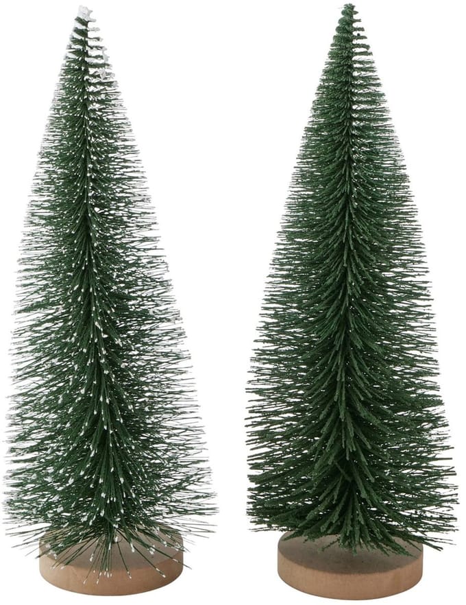 B. 2-delige set decoratieve standaard Tarvo spar groen + spar sneeuw - 1015289