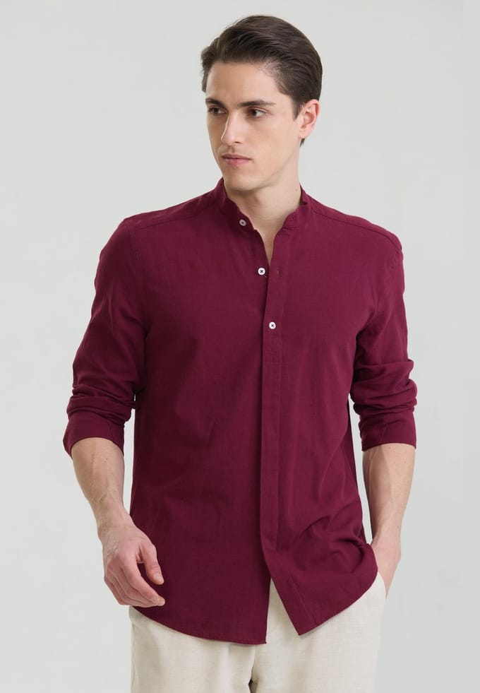 Felix Hardy Overhemd - Overhemden - Katoen Linnen Heren Bordeaux - M