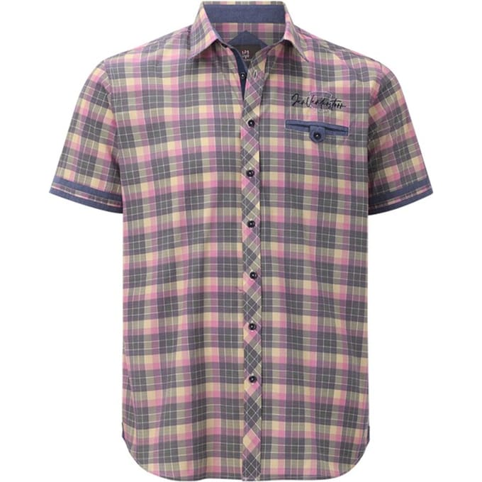 Jan Vanderstorm herren Overhemd Met Korte Mouwen - 51/52 - fuchsia - Plus Size