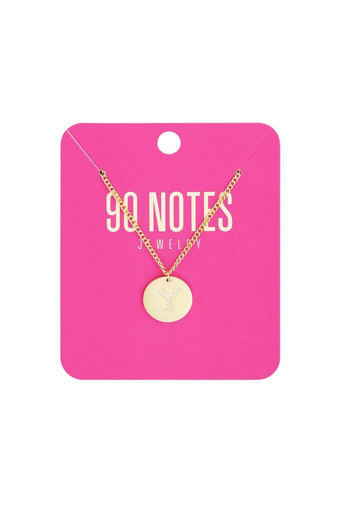 90 NOTES - Initial Strass Ketting - Letter Y - goudkleurig