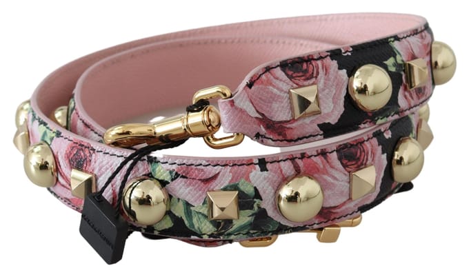 Dolce & Gabbana Vrouwen Roze Bloemen Goud Studs Tas Accessoire Schouderriem