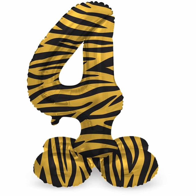Staande Folieballon Cijfer 4 Tiger Chic - 72 cm