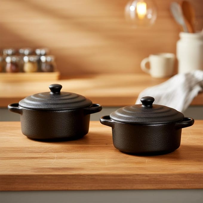 Vilde - Ovenschaaltjes Porselein - 450 ml - Set van 2 - Deksel