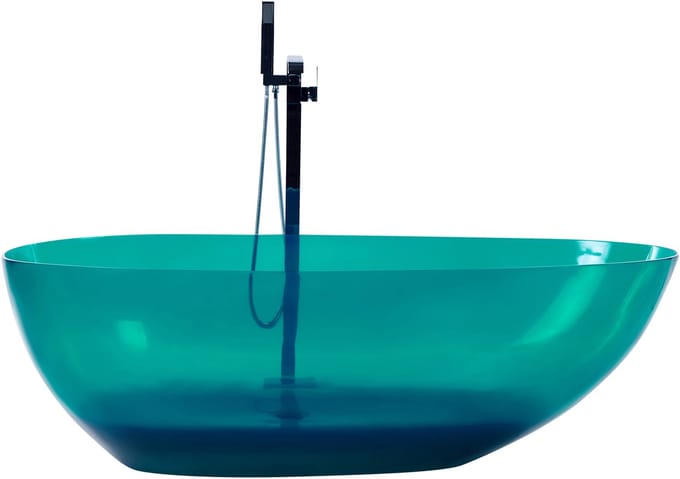 BLANCARENA - Vrijstaande badkuip - Blauwgroen - Solid surface