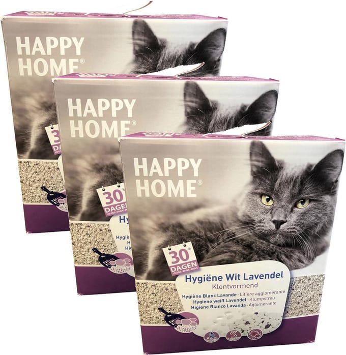 Happy Home Hygiëne Wit Lavendel - Kattenbakvulling - 3 x10 l