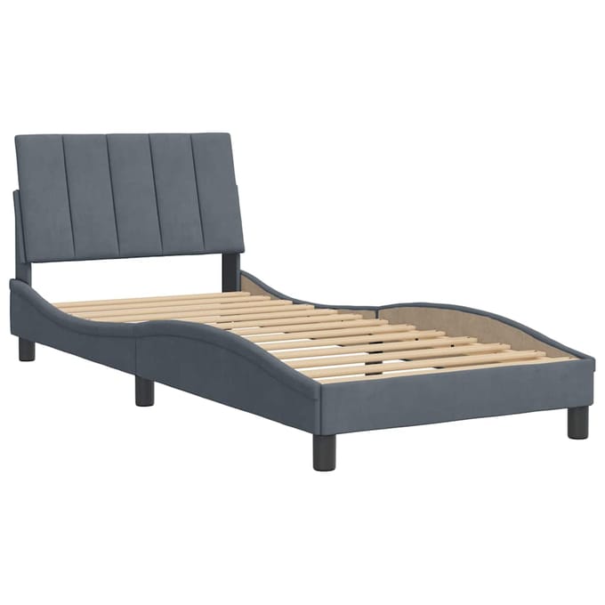 vidaXL - Bedframe - zonder - matras - "Hanko" - 90x200 - cm - fluweel - donkergrijs