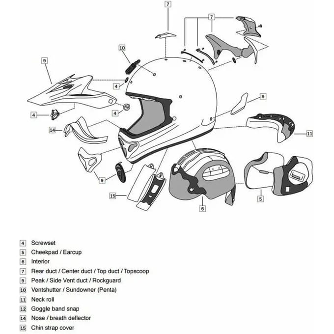 Motorhelm schuim Arai Penta Pro off road