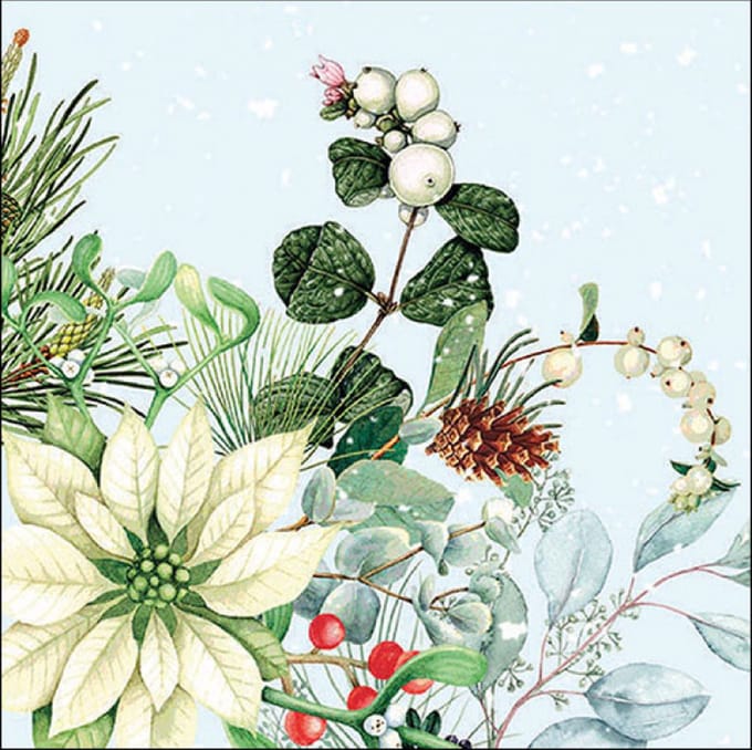Ambiente Lunch Servetten - White poinsettia