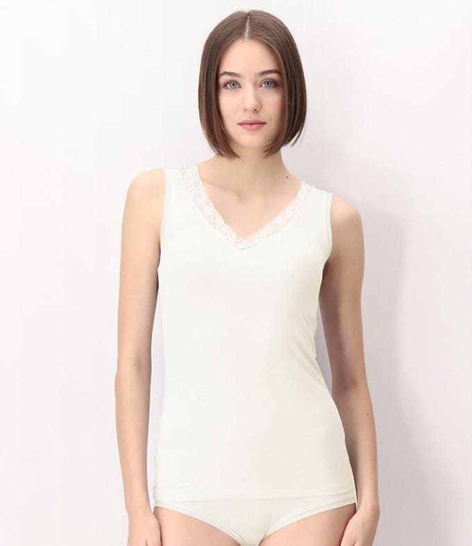 Oroblu Dames Perfect Line Cashmere - Lace Top Ivory