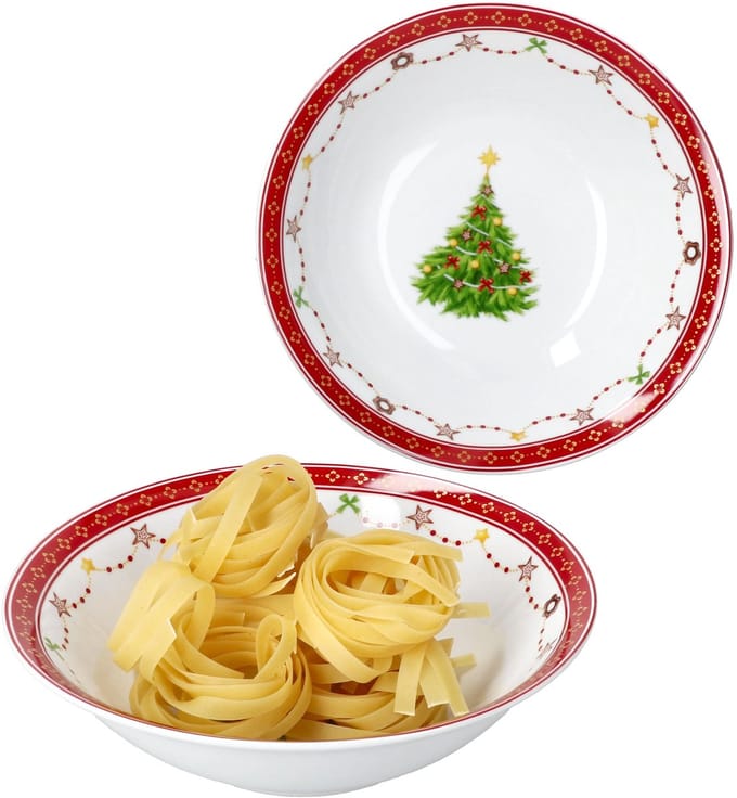 2-delig Kerstdroom serveerschaaltje Ø20,5cm van porselein