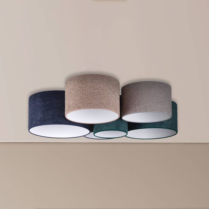 Duolla Plafondlamp Boucle, blauw/groen/cappuccino/grijs, 100 cm