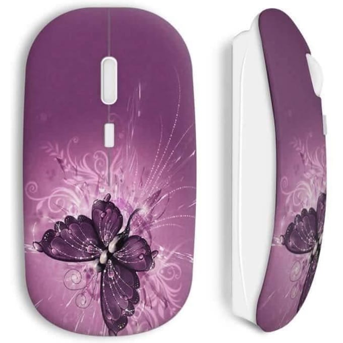 Draadloze Muis - Vlinder - Fushia - USB Wifi - Compatibel met Mac en PC - Paars