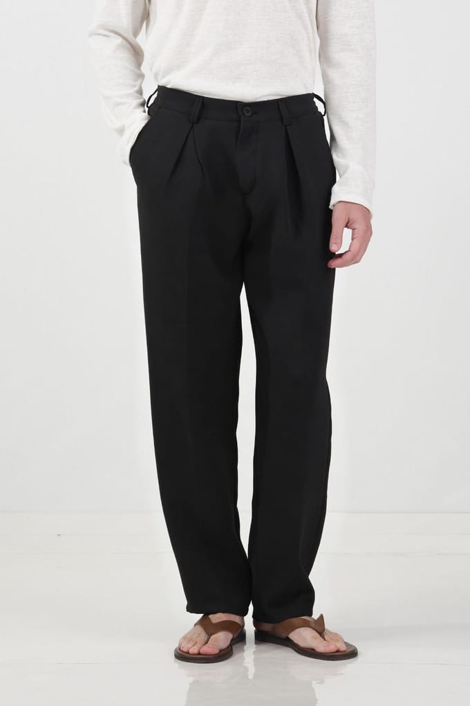 Aangepaste Mid Waist Plissé Rechstreekse Broeken