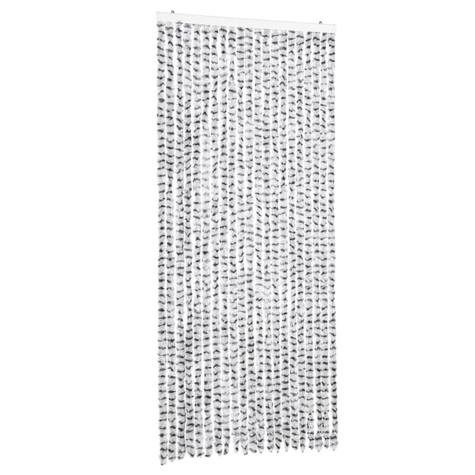 vidaXL - Vliegengordijn - 90x200 - cm - chenille - lichtgrijs - en - donkergrijs