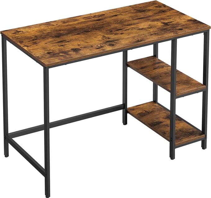 MIRA Home Game Bureau - Computertafel met 2 Planken - Gaming Bureau - Hout/Staal - 100 cm Breed