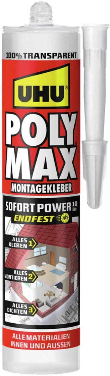 UHU Montagelijm Polymax Sofort Power Transparant