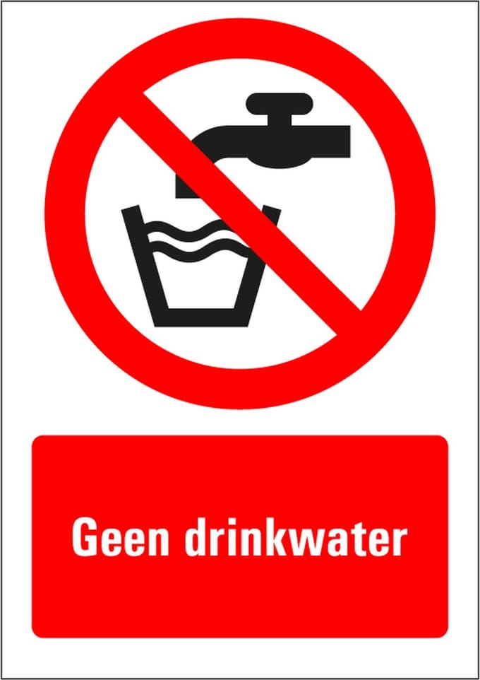 Geen drinkwater tekststicker 297 x 210 mm (A4)