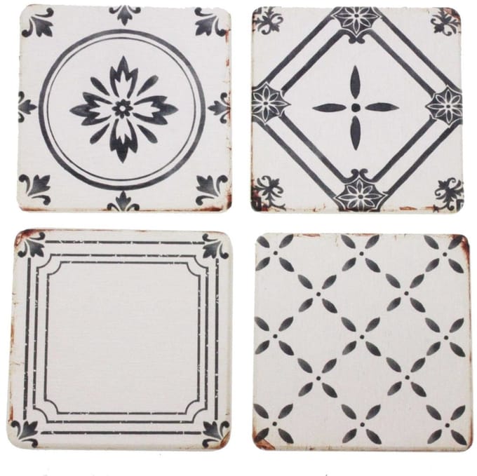 Onderzetters Zwart/Wit Motief – Set van 4 – 10×10 cm – Stijlvol & Praktisch