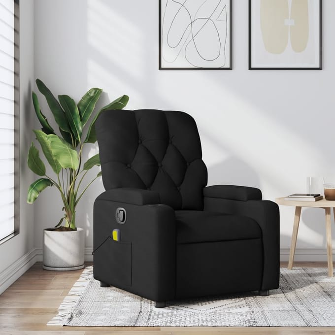 vidaXL - Massagestoel - met - zwarte - stof