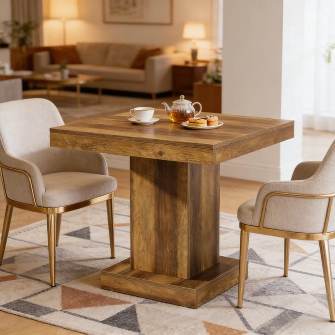Salontafel - Vierkant - Compacte Eettafel - Ruimtebesparend - Hout - Bruin