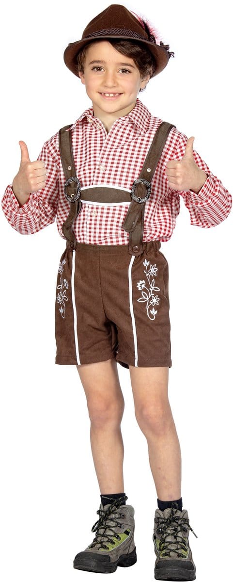 Rood Wit Geblokte Tiroler Blouse Jongen