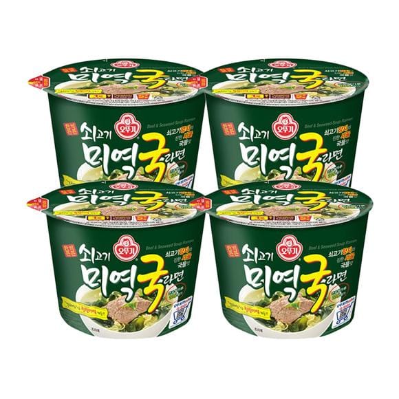 Ottogi Rundvlees Zeewier Soep Ramen Grote Kom Rijke Bouillon Taai Textuur 100g x 12 Bekers