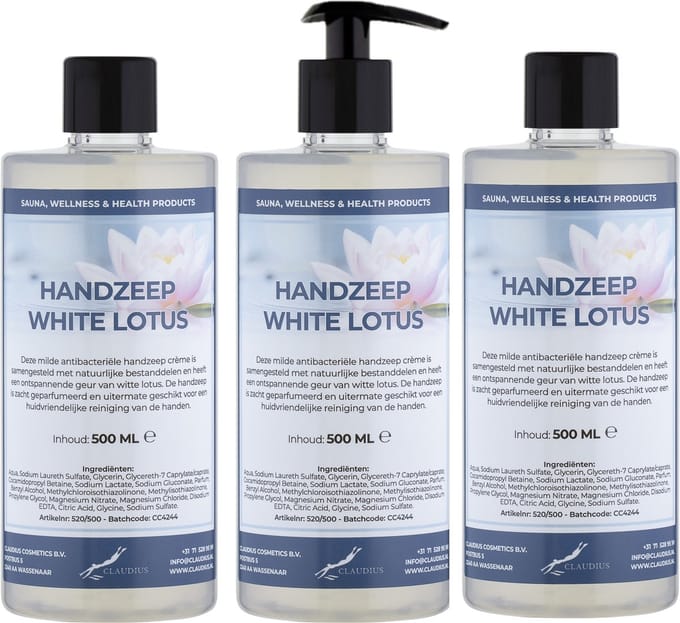 Handzeep White Lotus 500 ml - met gratis pompje - set van 3 stuks