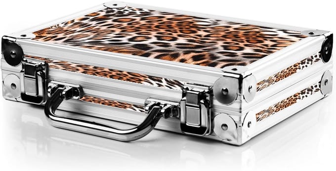 Dartkoffer Luxe - Opbergkoffer Darts - Darts Opbergen - Aluminium Rand - 25x19x6 cm - Leopard