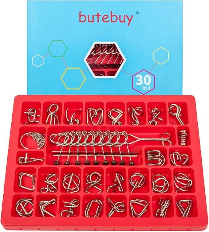 Metaaldraad Puzzels - Logische Spelletjes - Mentale Training - Set van 30 Stuks - Compact Formaat - Willekeurige Kleuren