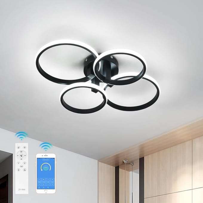 Haobosic - 76W Plafondlamp - Rond 4 ringen design - Dimbare met afstandsbediening - 3000K-6500K kleurtemperatuur