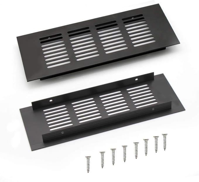 Ventilatieroosters 200 mm - Zwart Aluminium - Set van 2 - Vierkant