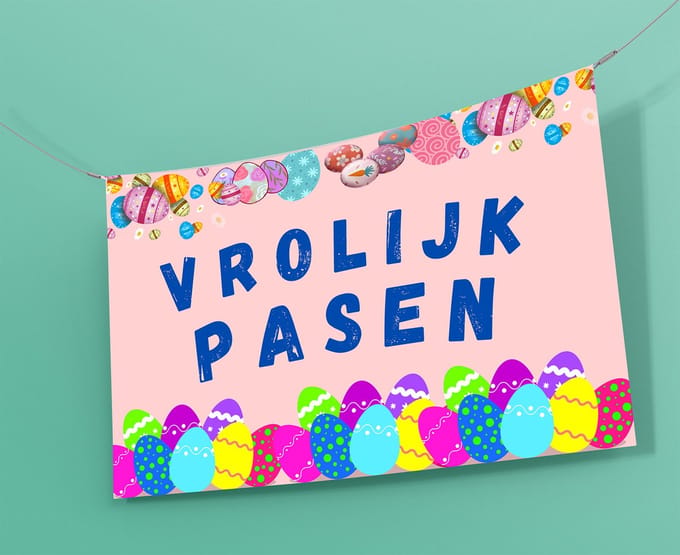 Vrolijk Pasen Banner - 150x100 cm - Paas Spandoek