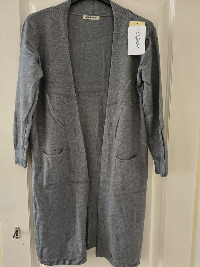 Halflang warm dames vest Amya-effen grijs-maat M/L