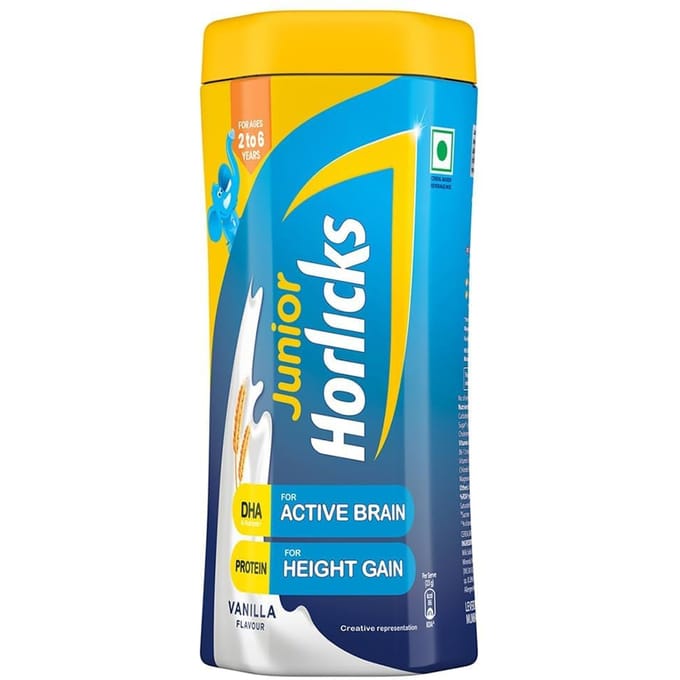 Boisson Nutritionnelle Horlicks Junior Vanille Pour Tout-Petits Pot 500 g Avec Vitamines Et Minéraux
