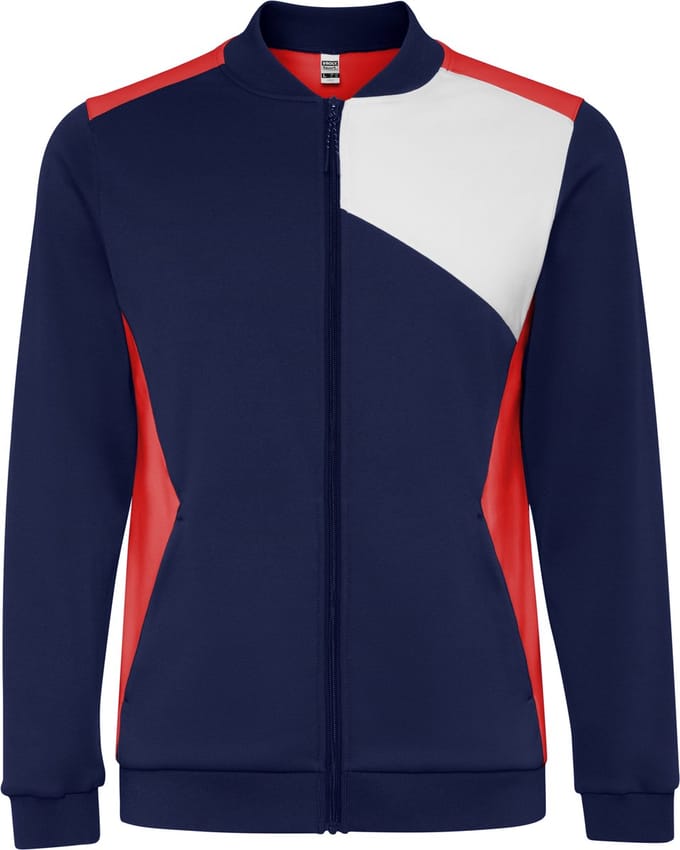 Trainingspak, broek en jas, Donker Blauw / rood / wit maat L model Leros