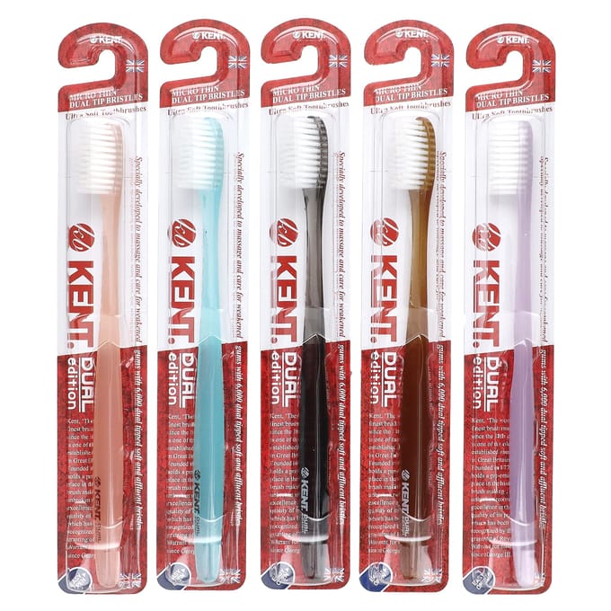Kent, brosse à dents ultra douce, édition double, 5 brosses à dents gray