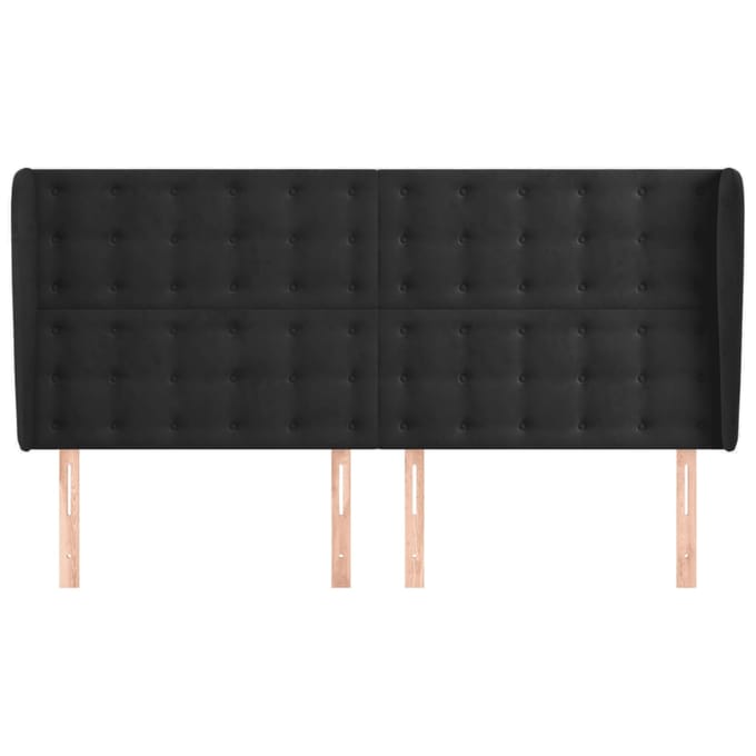 vidaXL - Hoofdbord - met - randen - 203x23x118/128 - cm - fluweel - zwart