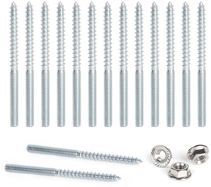 Dubbele Kopschroeven M6 x 80 mm - 15 Stuks Torx Bevestigingsschroeven met Vergrendelingsmoeren
