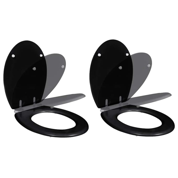 vidaXL - Toiletbril - met - soft-closedeksel - 2 - st - MDF - zwart
