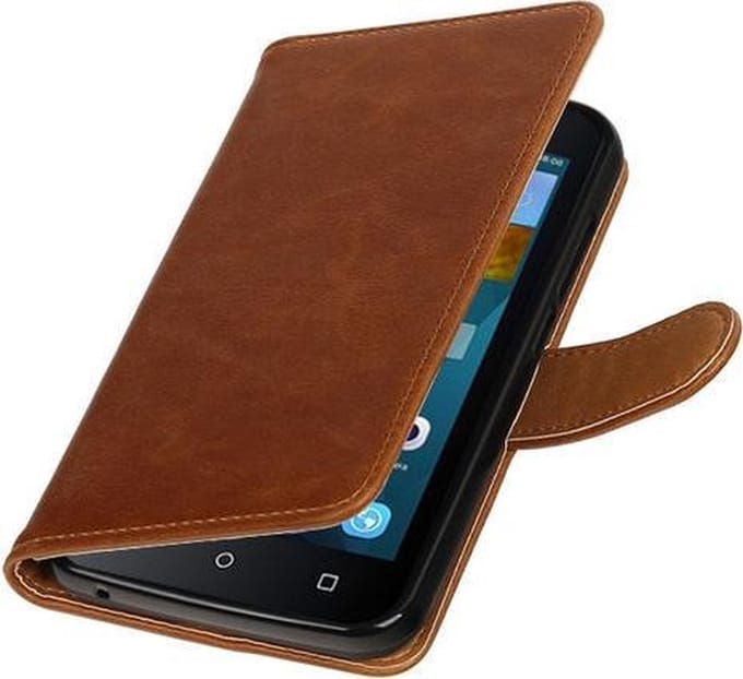 BestCases.nl Bruin Pull-Up PU booktype wallet hoesje voor Huawei Y560 / Y5