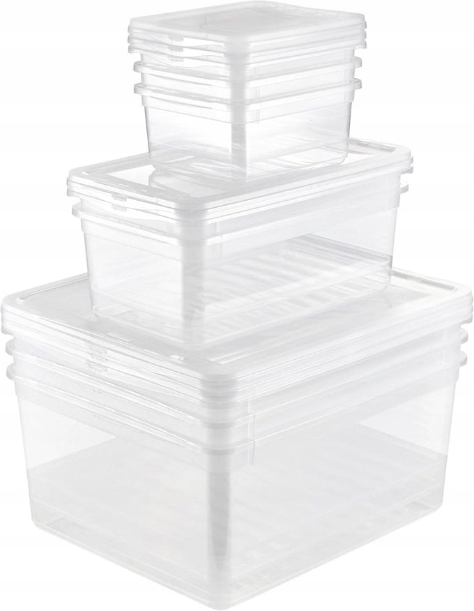 Set van 8x Bewaardoos met deksel KEEEPER 3x 1,7L / 2x 5,5L / 3x 18L B