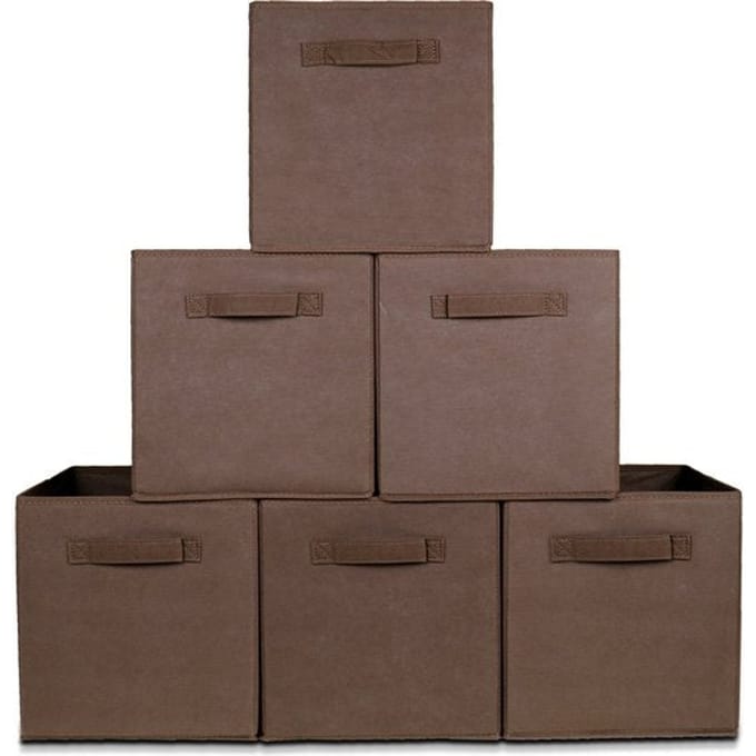 LifeGoods Opbergmand - 6 Stuks - Kast Organizer - 20L - Opbergbox - Textiel - Bruin